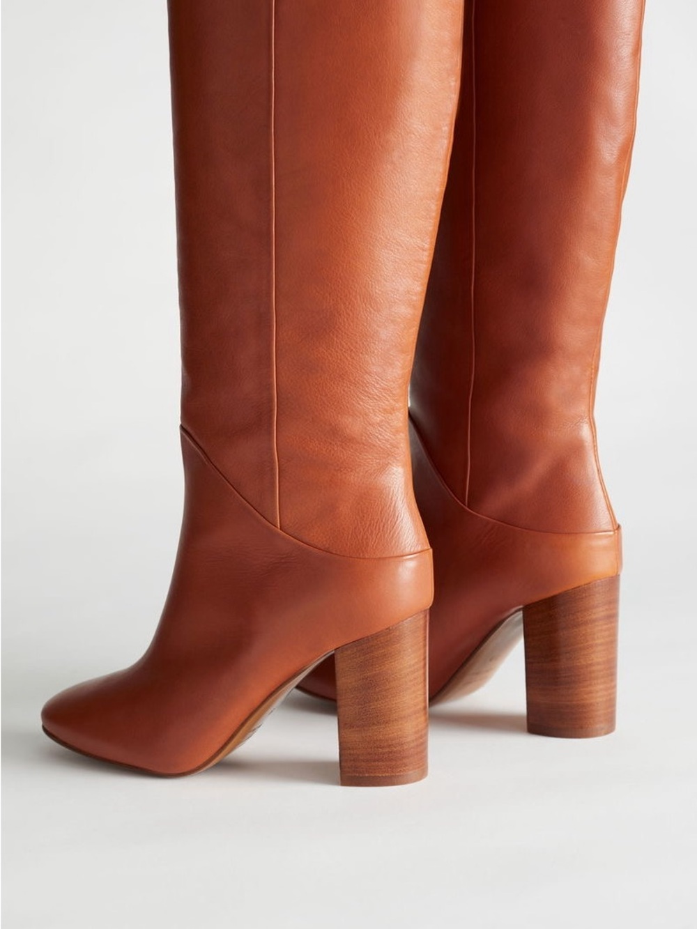 & OTHER STORIES Chrome Free Tanned Leather Knee High Boots 40 - Picture 3 of 5